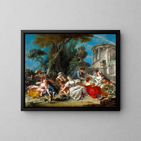 Los cazadores de aves - François Boucher — cuadro enmarcado en la pared