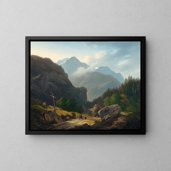 Figuras con montañas - François Diday — cuadro enmarcado en la pared