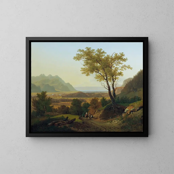 Paisajes de las tierras bajas con el lago Léman - François Diday — cuadro enmarcado en la pared