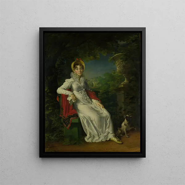 Caroline Ferdinand Louise of Sicily 1798-1870 Wife of Charles Ferdinand Duke of Berry in the Bagatelle park in the Bois de Boulogne near Paris - François Gérard — framed artwork on a wall