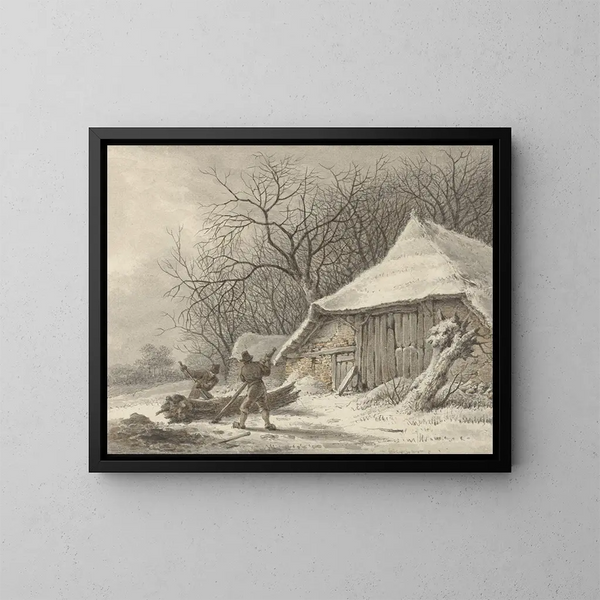 Paisaje de invierno con granja cerca de Voorbroek en Terborg - François Joseph Pfeiffer II — cuadro enmarcado en la pared