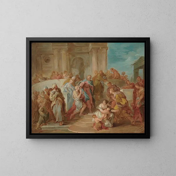El Cristo sanando al ciego - François Lemoyne — cuadro enmarcado en la pared
