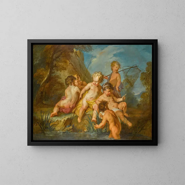 Los amores de los pescadores - François Lemoyne — cuadro enmarcado en la pared