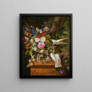 Franois Lepage - Flowers in a Vase with Two Doves.webp