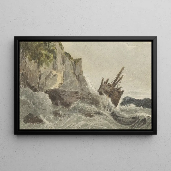 Franois Louis Thomas Francia - Wrak op hoge golven.webp