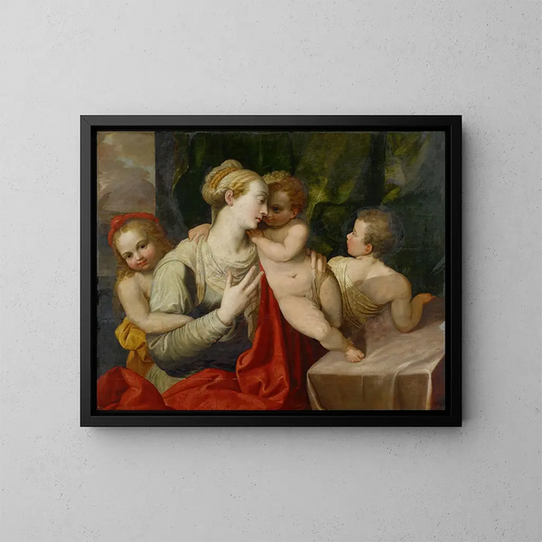 Charité - Frans Floris — cuadro enmarcado en la pared