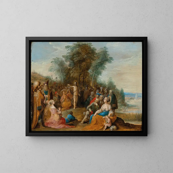 Saint John the Baptist preaching in the desert - Frans Francken the Younger — framed artwork on a wall
