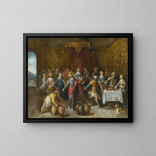 Les Noces de Cana - Frans Francken le Jeune — framed artwork on a wall