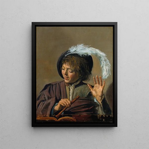Niño cantante con flauta - Frans Hals — cuadro enmarcado en la pared