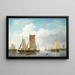 Estuary with ships in calm weather - Frans Jacobus van den Blijk — framed artwork on a wall