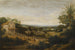 A landscape in Brazil overlooking the Várzea European and indigenous approaching a church in the foreground - Frans Post — artwork view