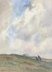 Landscape of dunes painting during stormy weather with two figures - Frans Smissaert — artwork view