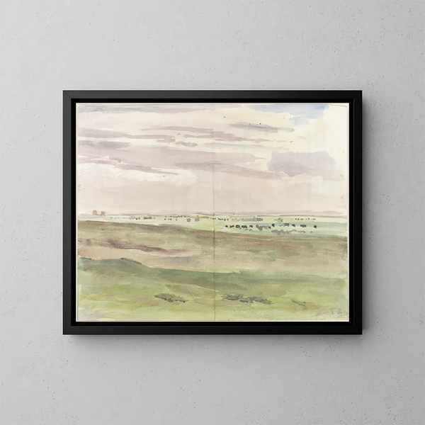 Paisaje de pradera con rebaños - Frans Smissaert — cuadro enmarcado en la pared