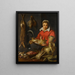 un comerciante sosteniendo un gallo con caza, espárragos, alcachofas, utensilios y un cuenco de fresas silvestres - Frans Snyders — cuadro enmarcado en la pared