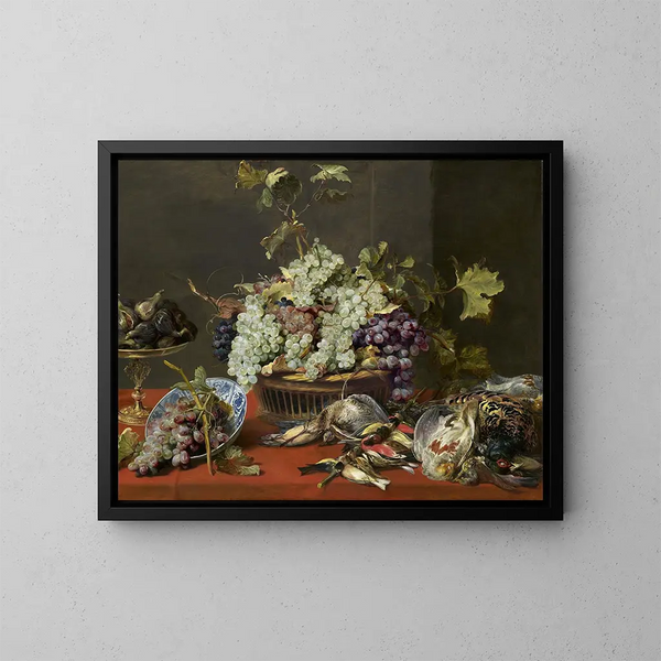 Naturaleza muerta con uvas y caza - Frans Snyders — cuadro enmarcado en la pared