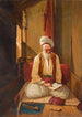 Interior painting with a Turkish gentleman in prayer - Frans Vervloet — artwork view
