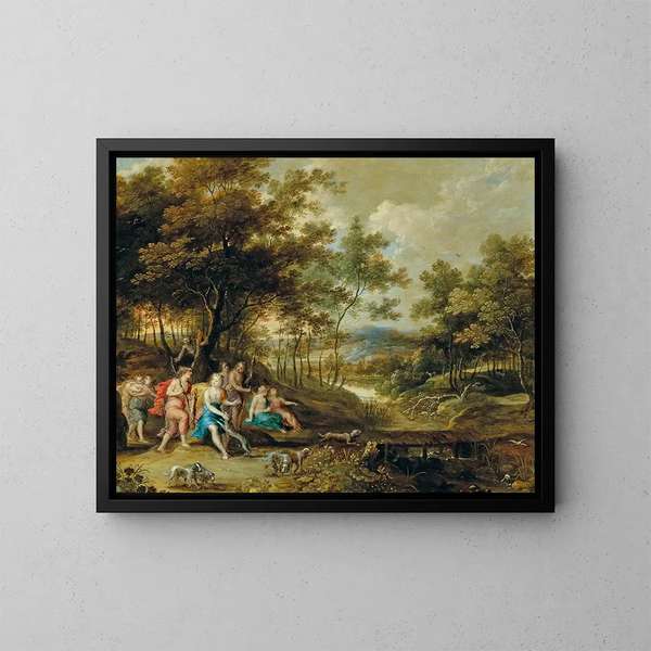 La diosa Diana cazando - Frans Wouters — cuadro enmarcado en la pared