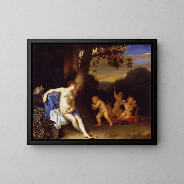 Venus and Cupid - Frans van Mieris the Elder — framed artwork on a wall