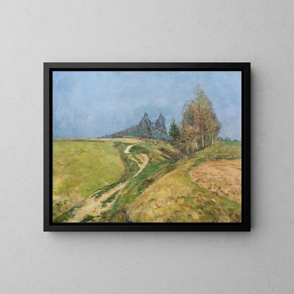 Primavera bajo Trosky - František Kaván — cuadro enmarcado en la pared