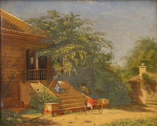 las escaleras del jardín que conducen al estudio del pintor Christen Kbke en Blegdammen, Copenhague - Frants Diderik Böe — vista de la obra