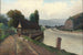 Paisaje fluvial con la Chica con gansos - Franz Demel — vista de la obra