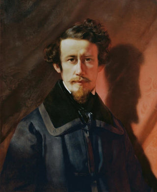 Franz Eybl - Selbstportrt vor rotem Grund.webp