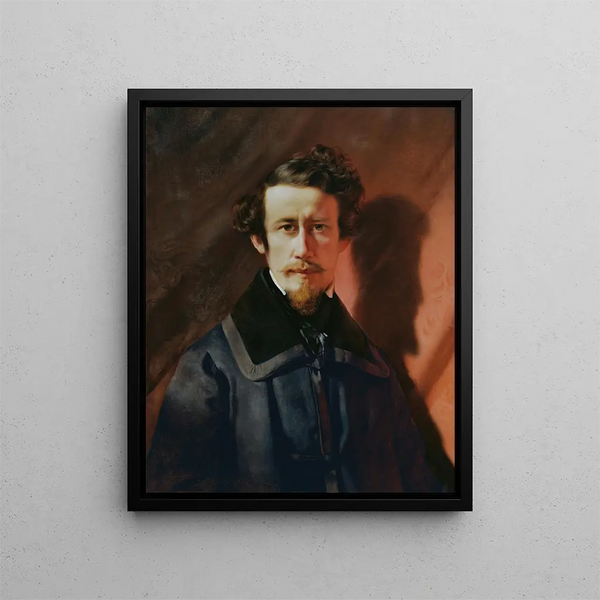 Autorretrato sobre fondo rojo - Franz Eybl — cuadro enmarcado en la pared