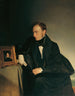 El pintor Franz Wipplinger mirando el retrato miniatura de su hermana fallecida - Franz Eybl — vista de la obra