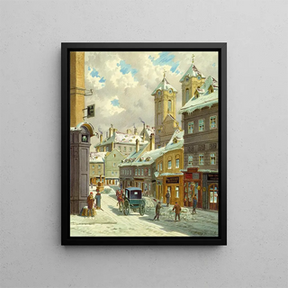 Franz Gerasch - Die Neustiftgasse in Wien mit der Ulrichskirche.webp
