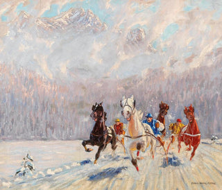 Carrera de trineos en invierno - Franz Hienl-Merre — vista de la obra