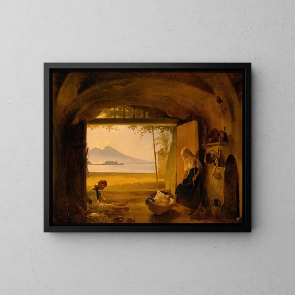 Un pescador napolitano y su familia - Franz Ludwig Catel — cuadro enmarcado en la pared