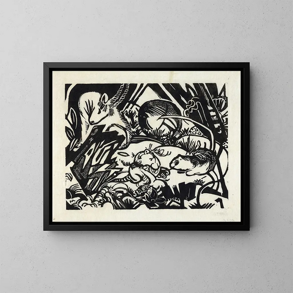 Leyenda animal - Franz Marc — cuadro enmarcado en la pared