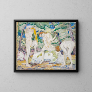 Nude Women bathing - Franz Marc — framed artwork on a wall