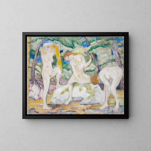 Mujeres desnudas bañándose - Franz Marc — cuadro enmarcado en la pared