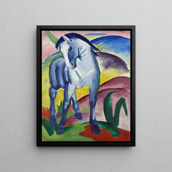 Blue Horse Painting I - Franz Marc — framed artwork on a wall