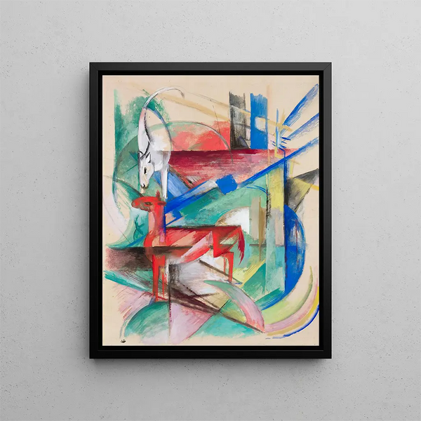 Composition with Animals II - Franz Marc — framed artwork on a wall