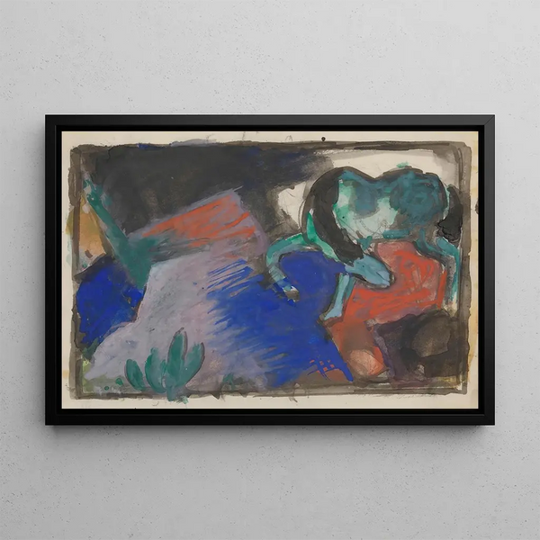 Green Horse in the Landscape - Franz Marc — framed artwork on a wall