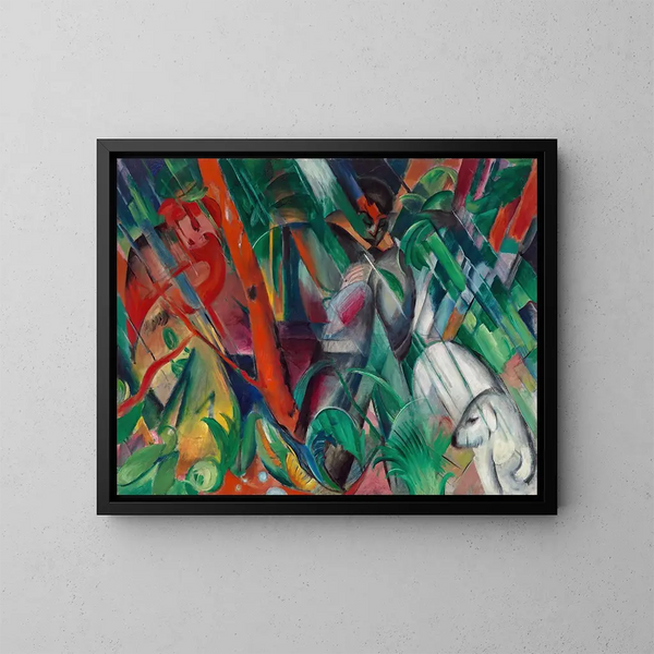 Bajo la lluvia - Franz Marc — cuadro enmarcado en la pared
