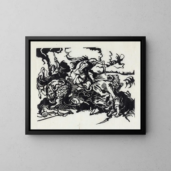 Lion Hunt - Franz Marc — framed artwork on a wall
