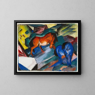 Caballo rojo y azul - Franz Marc — cuadro enmarcado en la pared