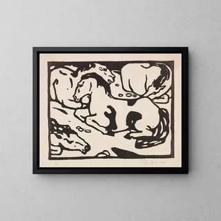 Horses at Rest - Franz Marc — framed artwork on a wall