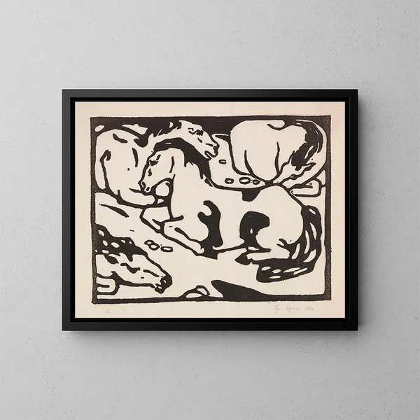 Horses at Rest - Franz Marc — framed artwork on a wall