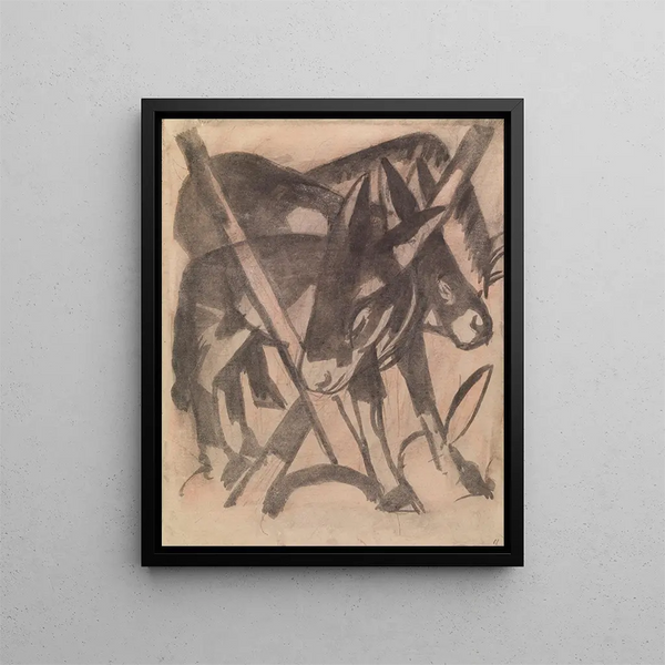 Dos burros - Franz Marc — cuadro enmarcado en la pared