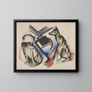 Two Wolves - Franz Marc — framed artwork on a wall