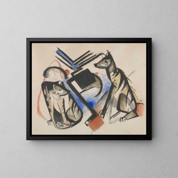 Dos lobos - Franz Marc — cuadro enmarcado en la pared