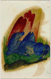 Dos caballos azules frente a una roca roja - Franz Marc — vista de la obra