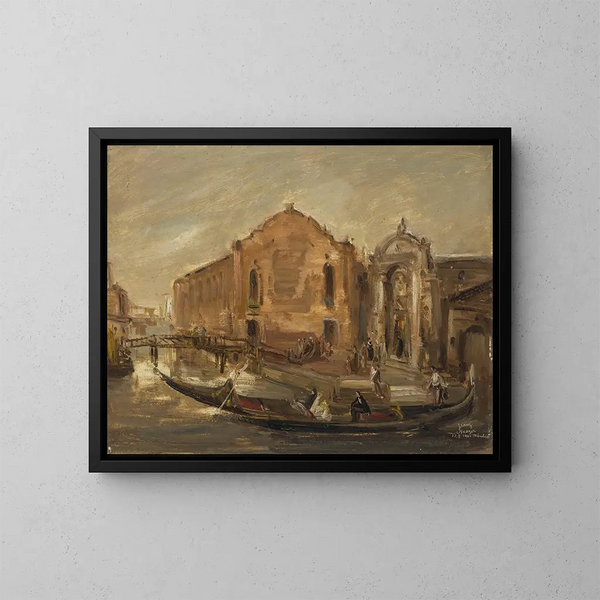 Paseo en góndola en Venecia en el Campo de l'Abazia - Franz Naager — cuadro enmarcado en la pared