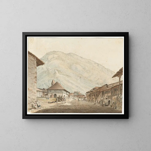 Vista de Unterseen - Franz Niklaus König — cuadro enmarcado en la pared