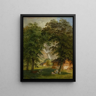 Franz Niklaus Knig - Meiringen mit Alpbachfall.webp