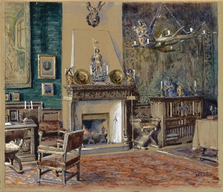 Habitación de hombre con chimenea - Franz Poledne — vista de la obra